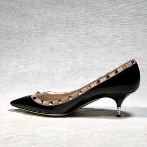 Valentino Garavani Rockstud Pointed Toe Size 11 Black Patent Pumps